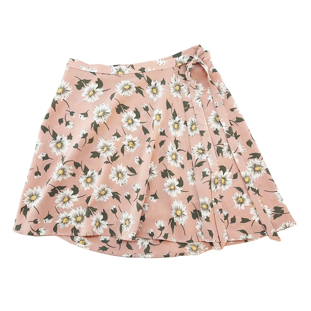 SHOW ME YOUR MUMU Floral Twirl Wrap Mini‎ Skirt • Small • pink, white, green